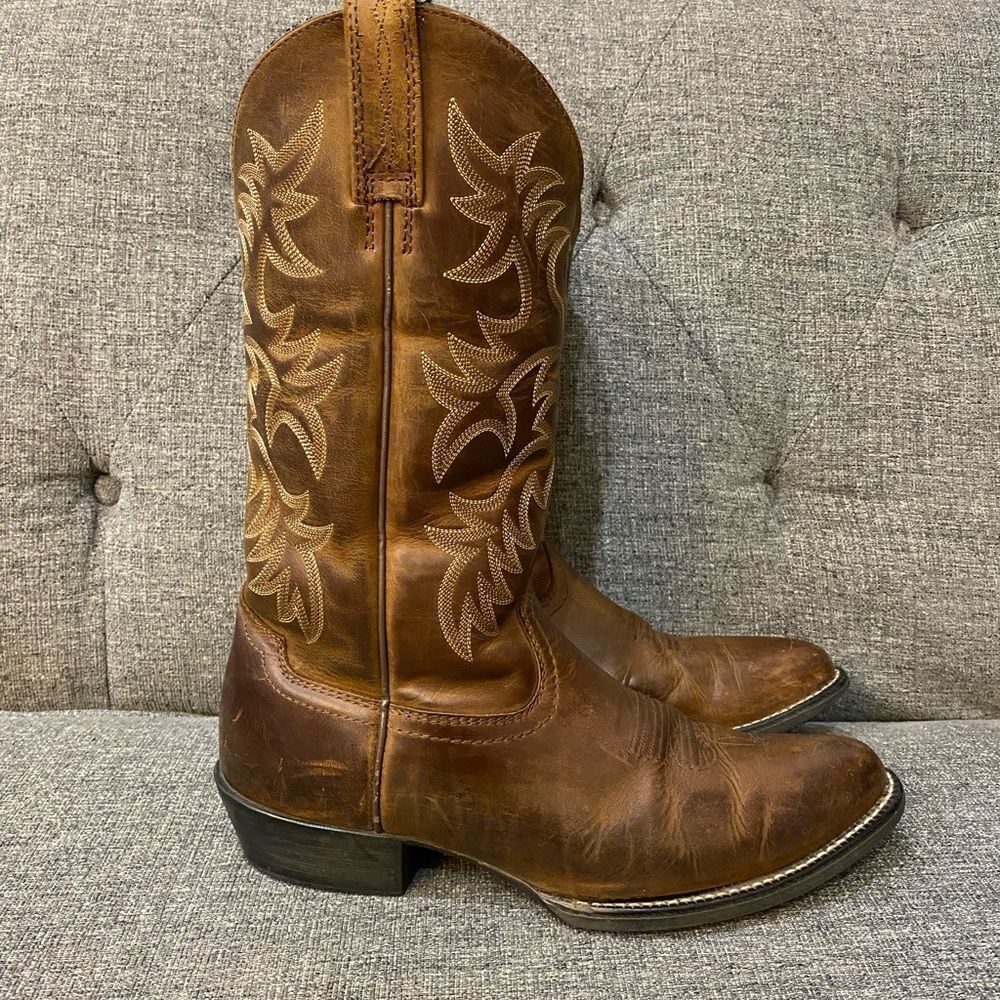 ARIAT Heritage Western Cowboy Boots Brown Leather Point Toe Men Size 9.5